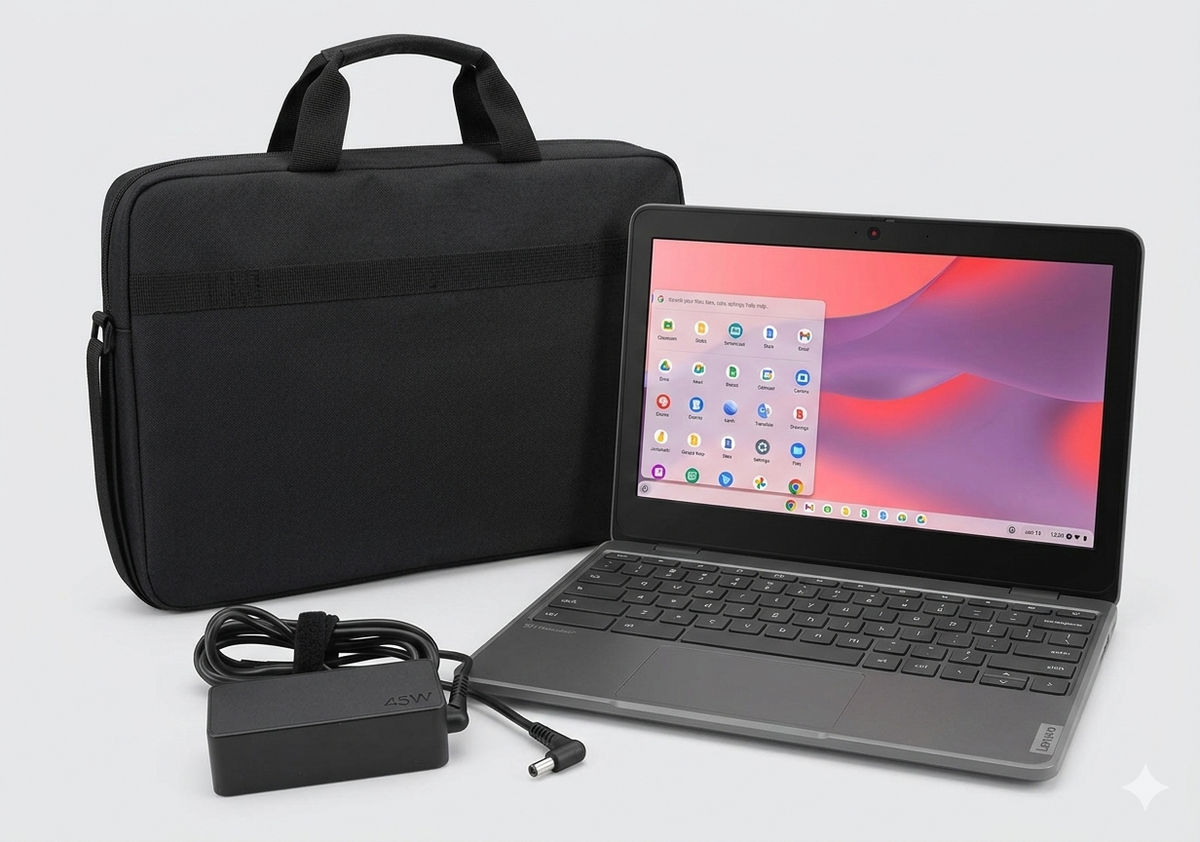 Lenovo Chromebook 100e 4GB Ram And 16GB Storage Including Free Charger And Laptop Bag